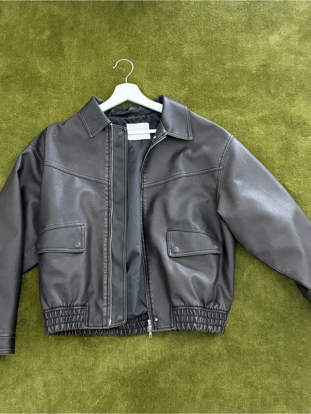 Brown Leather Bomber Jacket
